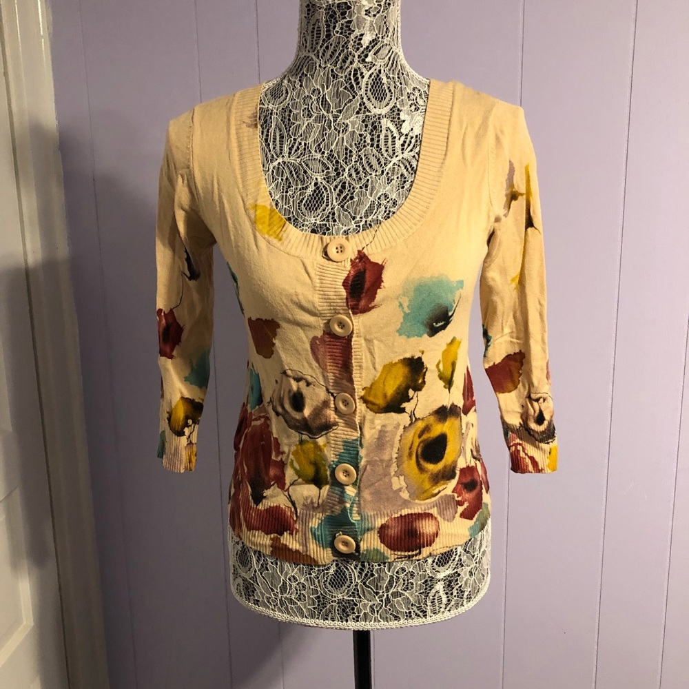 Watercolor flower cardigan